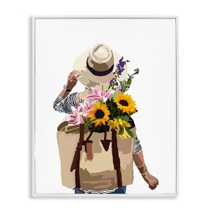 Stupell Industries Woman Carrying Floral Backpack, 16" x 20" - 1 of 4