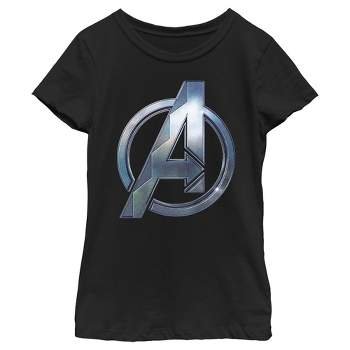 Girl's Black Panther: Wakanda Forever Metallic Wakanda Avengers Logo T-Shirt