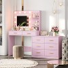 61" Make Up Vanity Desk with Mirror and Lights, 3 Lighting Modes Vanity Organizer with Adjustable Brightness - 4 of 4