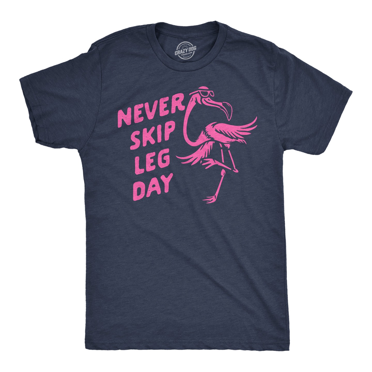 Мужская футболка Crazy Dog T-Shirts, Inc. Funny T Shirts Never Skip Leg Day Sarcastic Flamingo Graphic Novelty Tee for Men, цвет: Тёмно-синий — фото 1