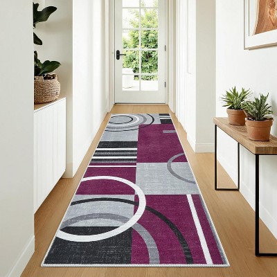 Geometric Abstract Washable Rug - Non-Slip Ultra-Thin Modern Carpet for Living Room, Bedroom, Dining Room - Stain Resistant