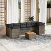 vidaXL 8 Piece Patio Sofa Set with Cushions Gray Poly Rattan - 3x Middle + Table + 4x Corner - 2 of 4