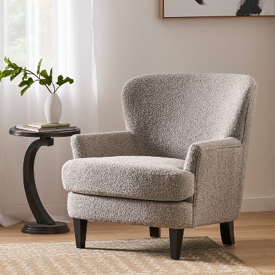 Christopher Knight Home Hartshorn Boucle Upholstered Club Chair Warm Stone Gray/Matte Black