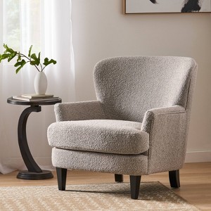 Christopher Knight Home Hartshorn Boucle Upholstered Club Chair Warm Stone Gray/Matte Black - 1 of 4