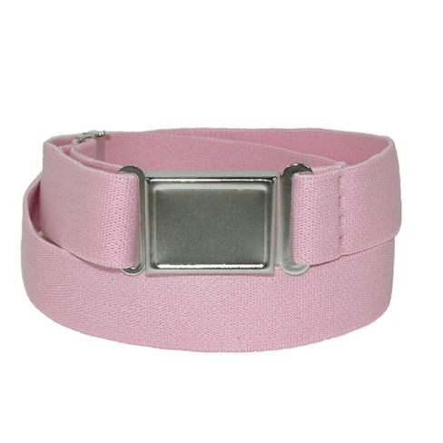 CTM Plus Size Elastic Belt with Magnetic No Show Flat Buckle, Light Pink