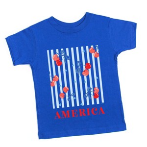 The Juniper Shop America Cherries Stripe Toddler Short Sleeve Tee - 1 of 4
