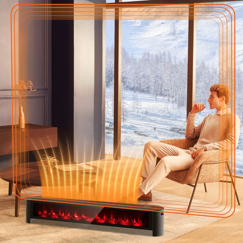 Costway 1400W Electric Baseboard Heater Convection Space Heater with Realistic 3D Flame, 2 of 11