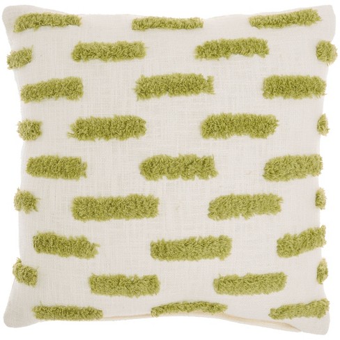 Mina Victory Life Styles Tufted Lines 18 x 18 Lime Throw Pillow