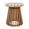 Outdoor Acacia Wood Side Table,Round Rustic Sofa or Entryway Table with Slatted Base,Wooden Console Table for Patio or Balcony-Maison Boucle - 4 of 4