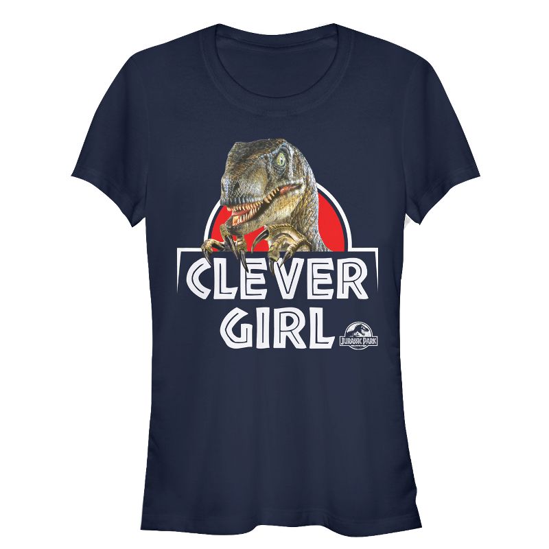 Juniors Womens Jurassic Park Clever Girl Raptor T-Shirt, 1 of 4