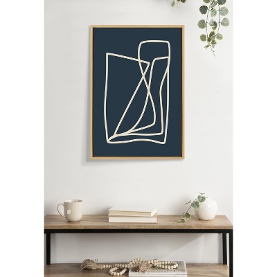 Abstract Blue and Natural Canvas Art Print with Frame, 23x33