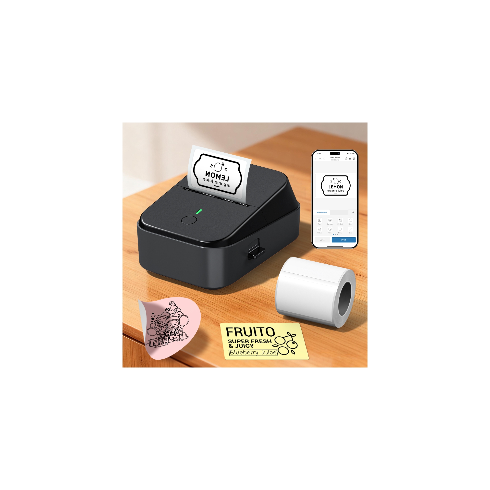 PM260 Label Maker Machine with Tape, 2 Inch Label Tape Maker Bluetooth Label Printer, Inkless Portable Label Maker, Black