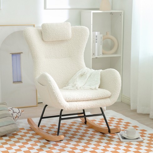 Velvet Rocking Chair Cushion 2 Piece Tufted Non Slip Set Of Upper