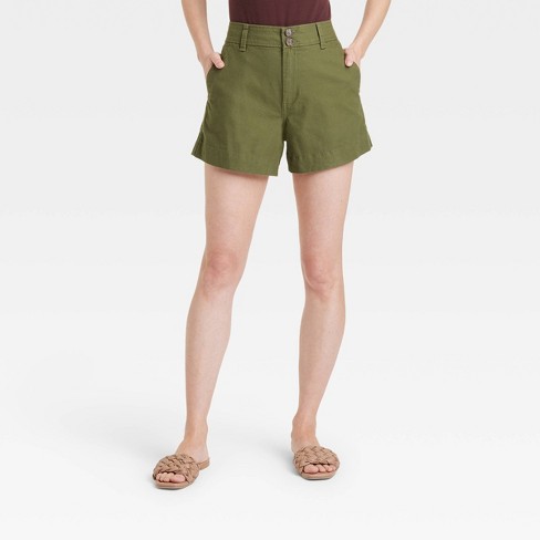 High waisted hot sale olive shorts