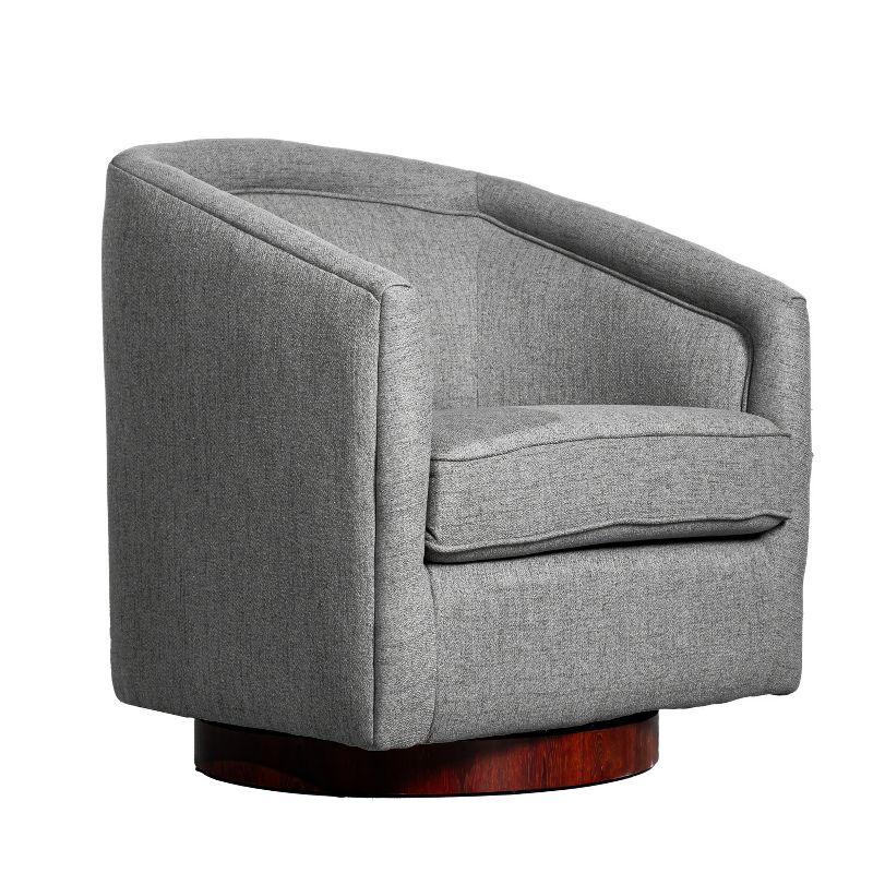 Flash Furniture Dean Club Style Commercial Barrel Accent Armchair with 360 Degree Swivel Metal Base and Sloped Armrests, 1 of 15