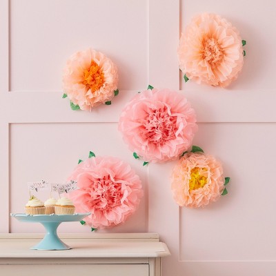 Tissue Paper Flower Pom Poms
