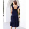 BLUEMING Maternity Dress Summer Ruffled Highwaist Dress with Mini Cap Sleeve Shirred A-Line Midi Dress Floral Sundress - 2 of 4