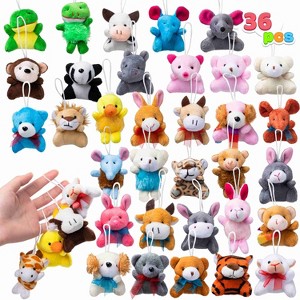 Joyfy 36Pcs Kids Mini Plush Animal Toy Set Easter Christmas Bulk Stuffed Keychain Party Favors Animals Decoration Toys Carnival Prizes Birthday Gift - 1 of 4