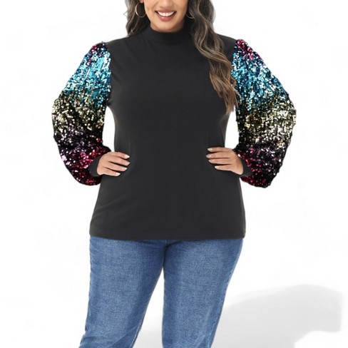 Mock neck plus size tops on sale