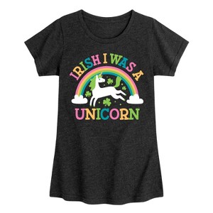 Girls' - Instant Message - St. Patrick's Day Irish I Was A Unicorn Fitted Short Sleeve Graphic T-Shirt - 1 of 4