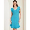 Allegra K Women's Casual Round Neck Midi Ruffled Knit Dress - 2 of 4
