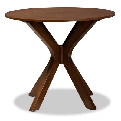 Kenji 35" Walnut Brown Round Wood Dining Table