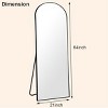 21" x 64" Full Length Arched Floor Mirror, Black/Gold-HOMLUX: Freestanding Design, Metal Frame - 3 of 4