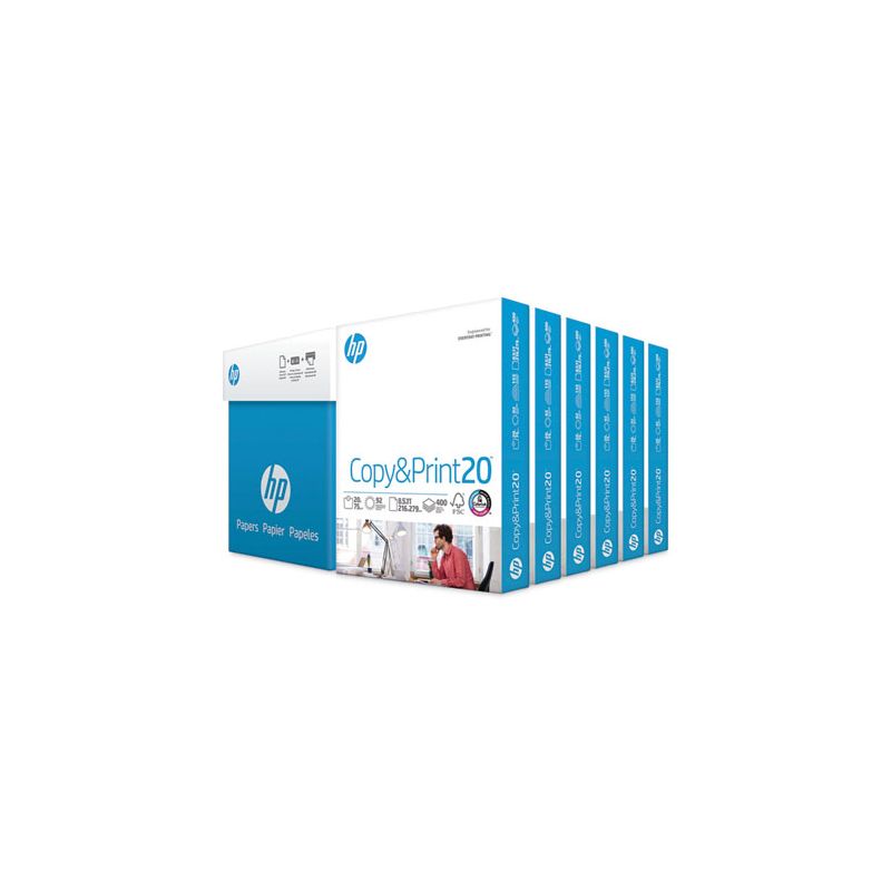 HP Papers CopyandPrint20 Paper, 92 Bright, 20 lb Bond Weight, 8.5 x 11, White, 400 Sheets/Ream, 6 Reams/Carton, 1 of 7