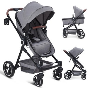 GustoWave 2 in 1 Baby Stroller for Toddler 0-3, Bassinet Stroller for Toddler and Newborn with Large Storage Basket, Shock Absorbing, Removable Seat - 1 of 4