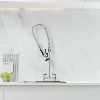 Polished Chrome Commercial Pull-Down Dual Handle Kitchen Faucet