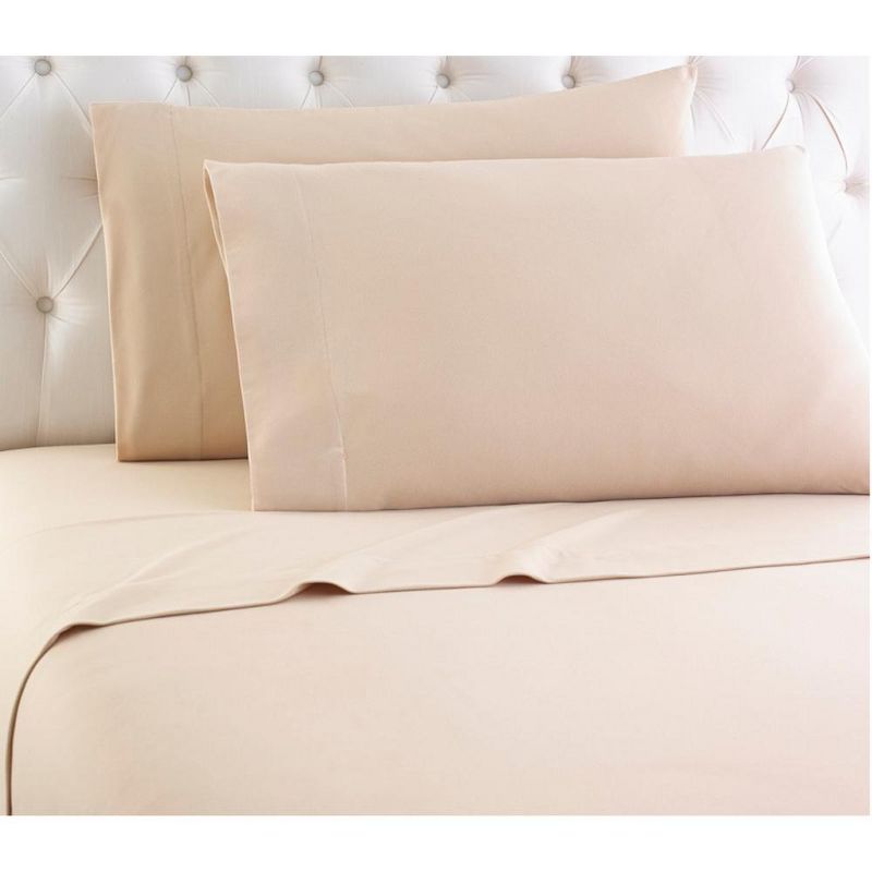 Micro Flannel Shavel Durable & High Quality Luxurious Sheet Set Including Flat Sheet, Fitted Sheet & Pillowcase, Cal King - Chino, 1 of 4