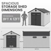 8x8 FT Steel Frame Double Door Storage Shed with Foam PP Wall Insulation Baseboard Windows and Skylights Waterproof Mildew-proof UV-resistant - 2 of 4