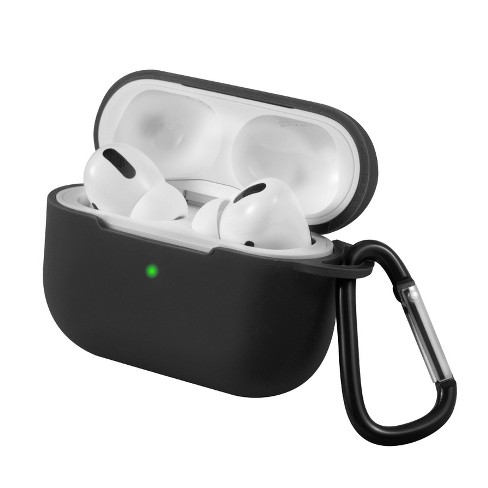 form Parlament Anslået Insten Shockproof Silicone Protective Skin Compatible With Apple Airpods  Pro 2019 Charging Case, Supports Wireless Charging, With Carabiner, Black :  Target