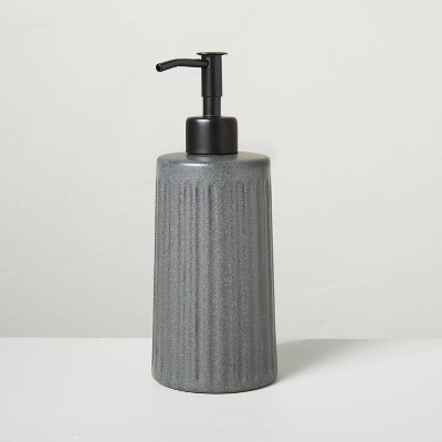 Fluted Ceramic Soap Pump Dark Gray - Hearth & Hand™ with Magnolia