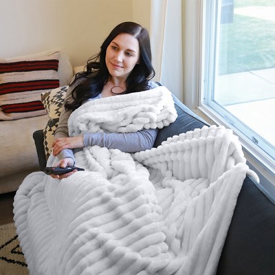Catalonia Cozy Fleece Throw Blanket, White 50"x60", All-Season Comfort