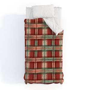 Twin Christmas Tartan Duvet Set Green/Red - Deny Designs - 1 of 4