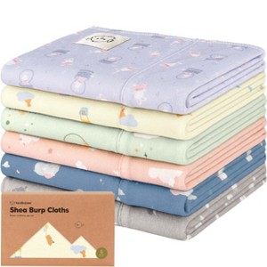6pk Shea Baby Burp Cloths for Baby Boys and Girls, Organic Burping Cloths for Babies, Newborn - 1 of 4