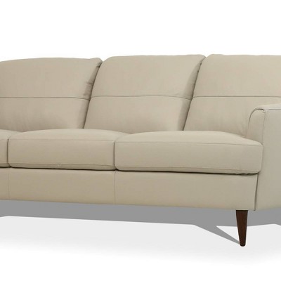 Pearl Gray Leather Chesterfield Sofa with Pillow-top Arms
