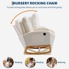Modern Nursery Rocking Chair, Comfortable Rocker Recliner with Side Pocket, Footrest, Mid Century Upholstered Rocker Glider for Living Room, Bedroom - 3 of 4
