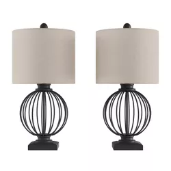 2pc Wrought Iron Open Cage Orb Table Lamps (Includes LED Light Bulb) - Trademark Global
