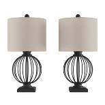 2pc Wrought Iron Open Cage Orb Table Lamps (Includes LED Light Bulb) Black - Trademark Global