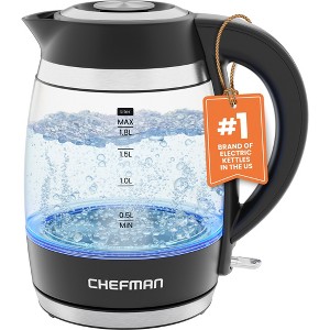 Chefman Rapid-Boil 1.8L Electric Kettle w/ Removable Lid and LED Indicator Lights - Black - 1 of 4