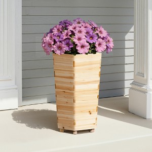 MAYEERTY Planter Box Wooden Natural Wood Tapered 10x10x24in - 1 of 4