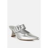 Bismi Large Buckle Kitten Heel Women Mules - 2 of 4