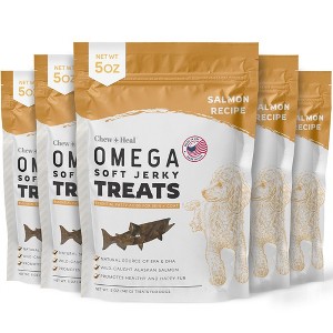 Chew + Heal Wild-Caught Alaskan Salmon Omega Soft Jerky Treats for Dogs, Natural Source of EPA & DHA, Promotes Healthy & Happy Fur - 5oz - 1 of 4