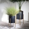 VisioGear 2PCS Round Planter with Metal Stand, Plant Pots for Hall, Living Room, Black, 14"*14"*23" - 4 of 4
