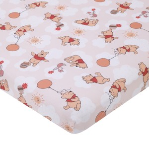 NoJo Disney Winnie the Pooh Tan, Red, and White Piglet, Balloons, and Hunny Pots Super Soft Nursery Fitted Mini Crib Sheet - 1 of 4
