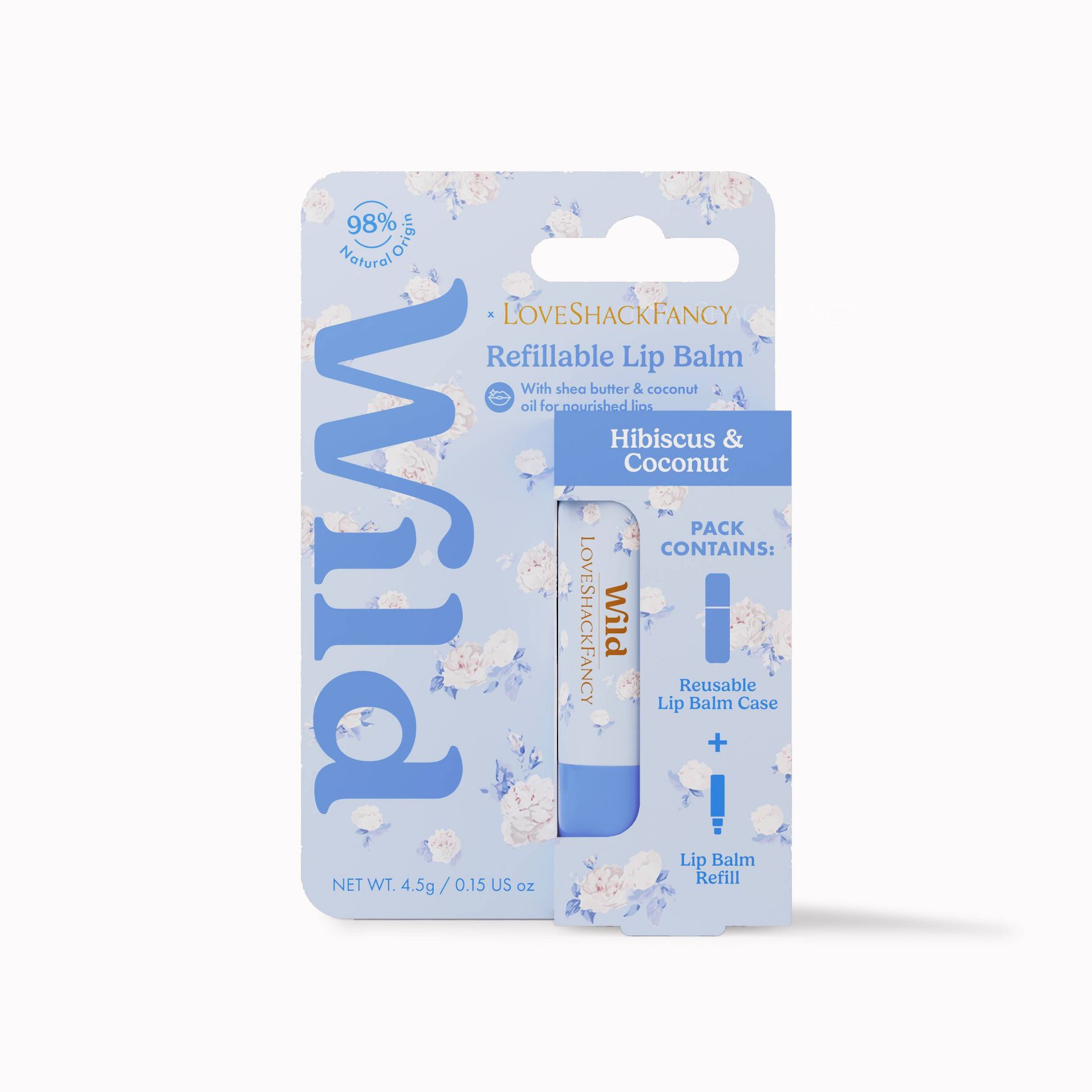 LoveShackFancy x Target – Wild Everblooming Rosettes Lip Starter Whisper Blue/Hibiscus & Coconut Lip Balms - 0.15oz