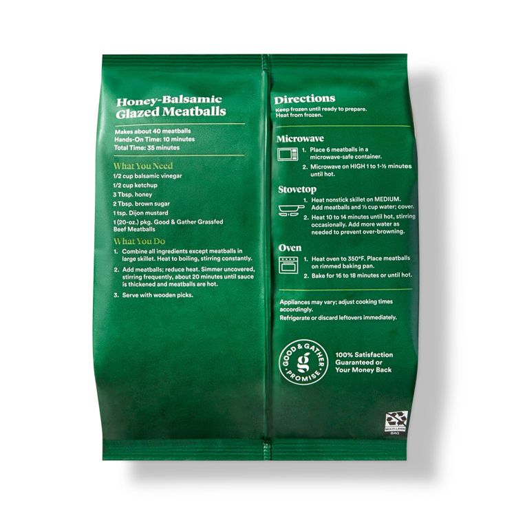 All Natural USDA Grassfed Beef Meatballs - Frozen - 20oz - Good & Gather™, 3 of 4