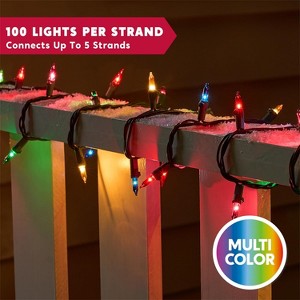 Joyfy 100 Count Multicolor Xmas Fairy Lights - 21.4ft Green Wire Plug-In for Tree, Patio & Yard Decor - 1 of 4
